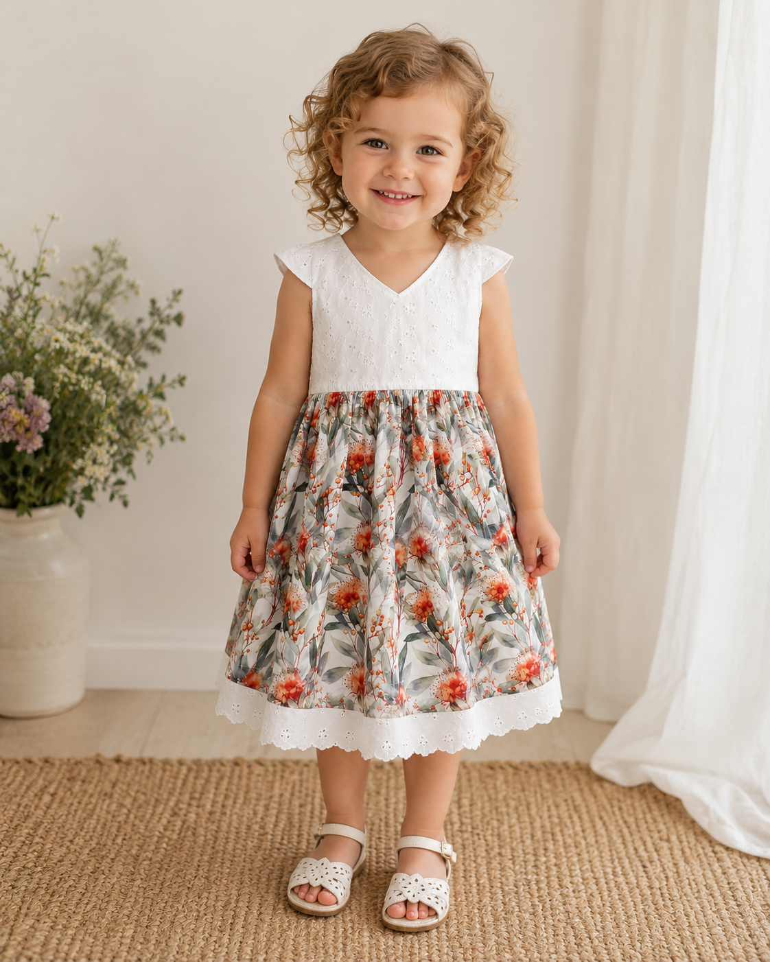 SIZE 2 Australian Gum Floral and Lace Tea Party Dress