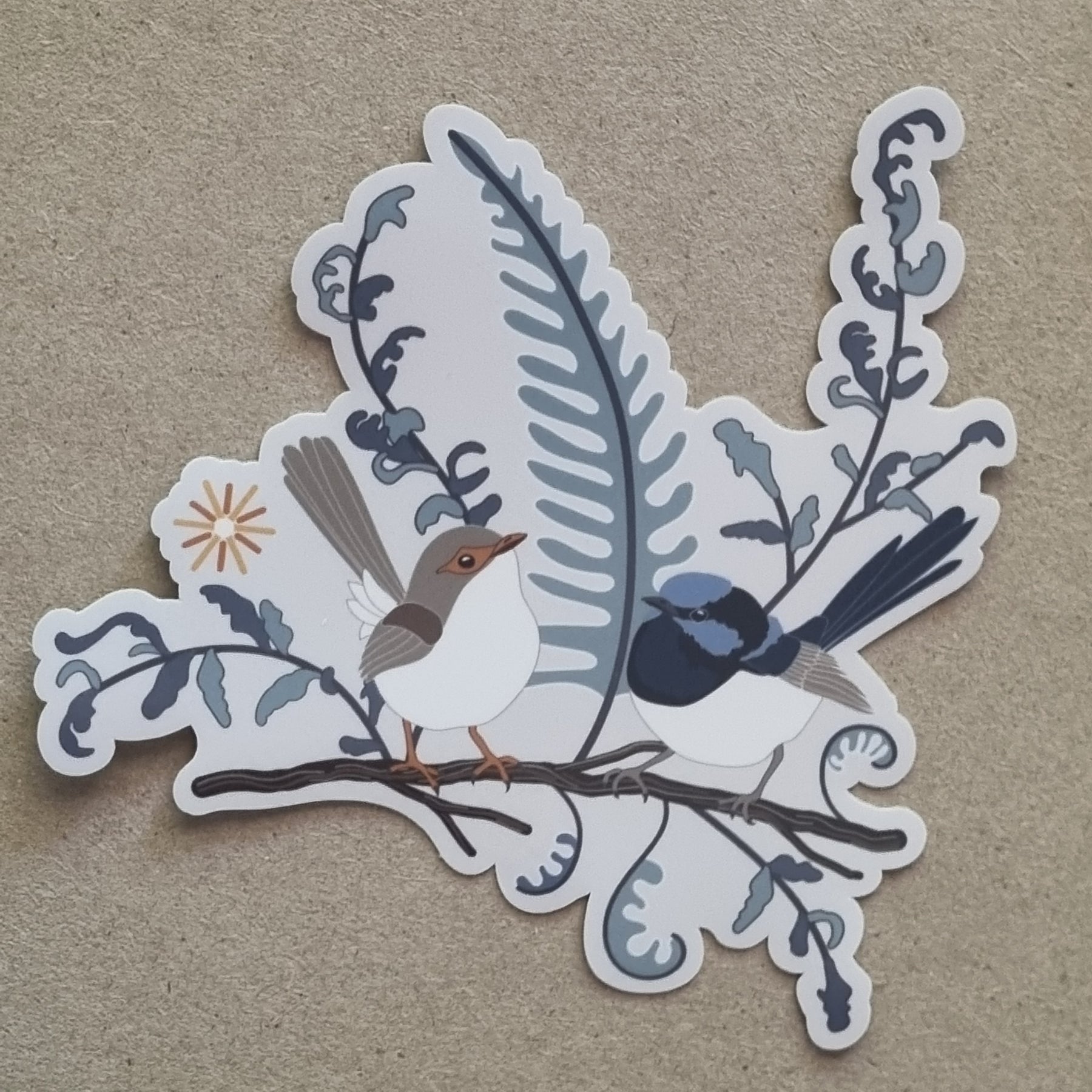 Superb Fairy Wrens on a Straight Branch Sticker