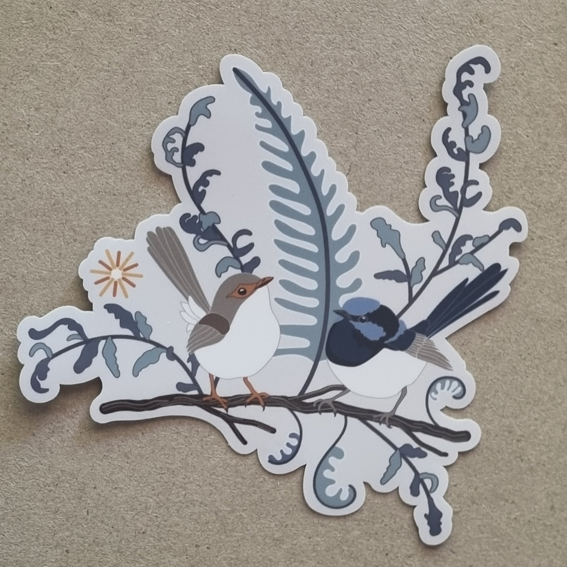 Superb Fairy Wrens on a Straight Branch Sticker