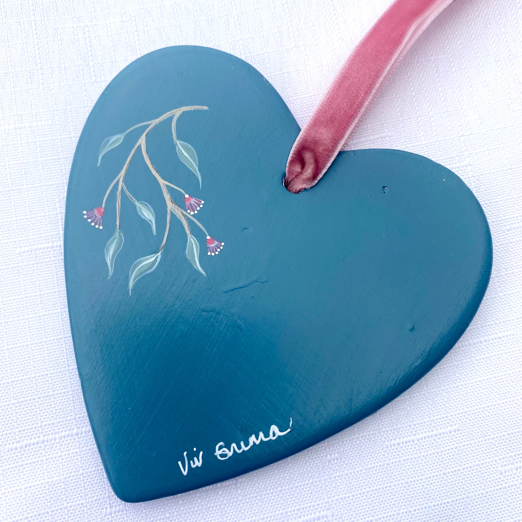 Hand-Painted Ceramic Heart Decoration - Kookaburra
