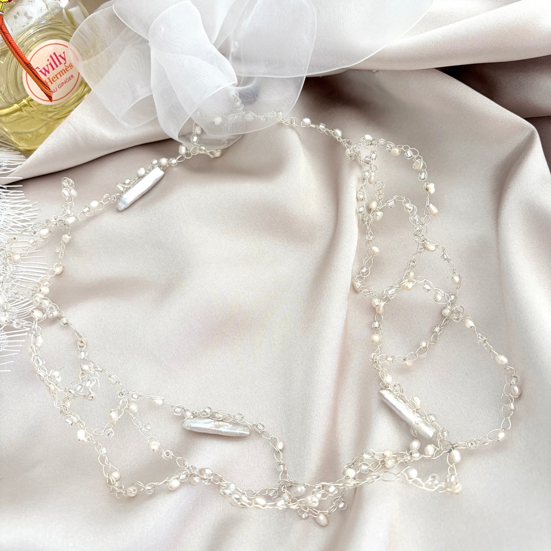 Fluffy Cloud ☁️ Silver plated White pearls Necklace