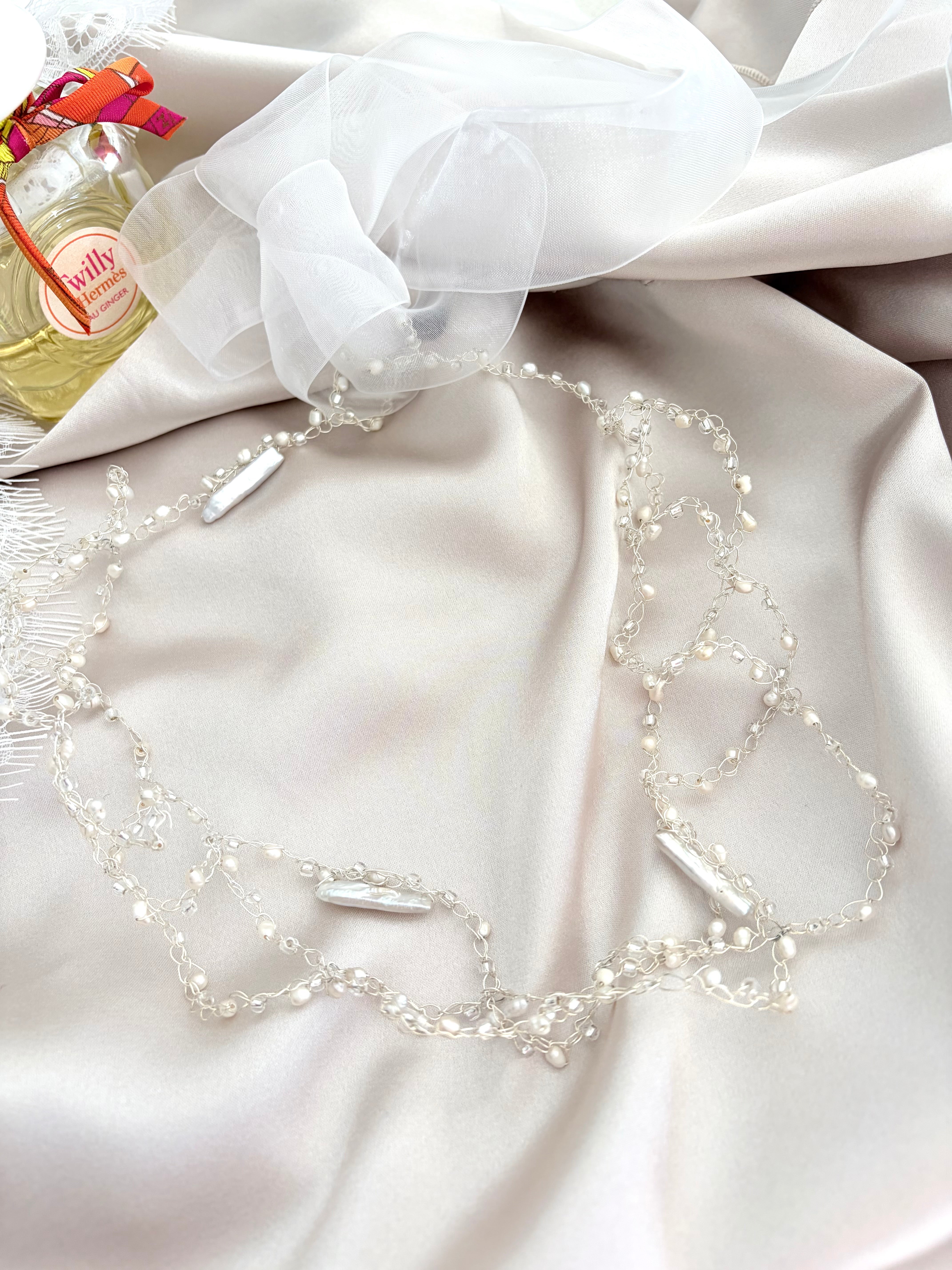 Fluffy Cloud ☁️ Silver plated White pearls Necklace