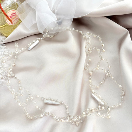 Fluffy Cloud ☁️ Silver plated White pearls Necklace