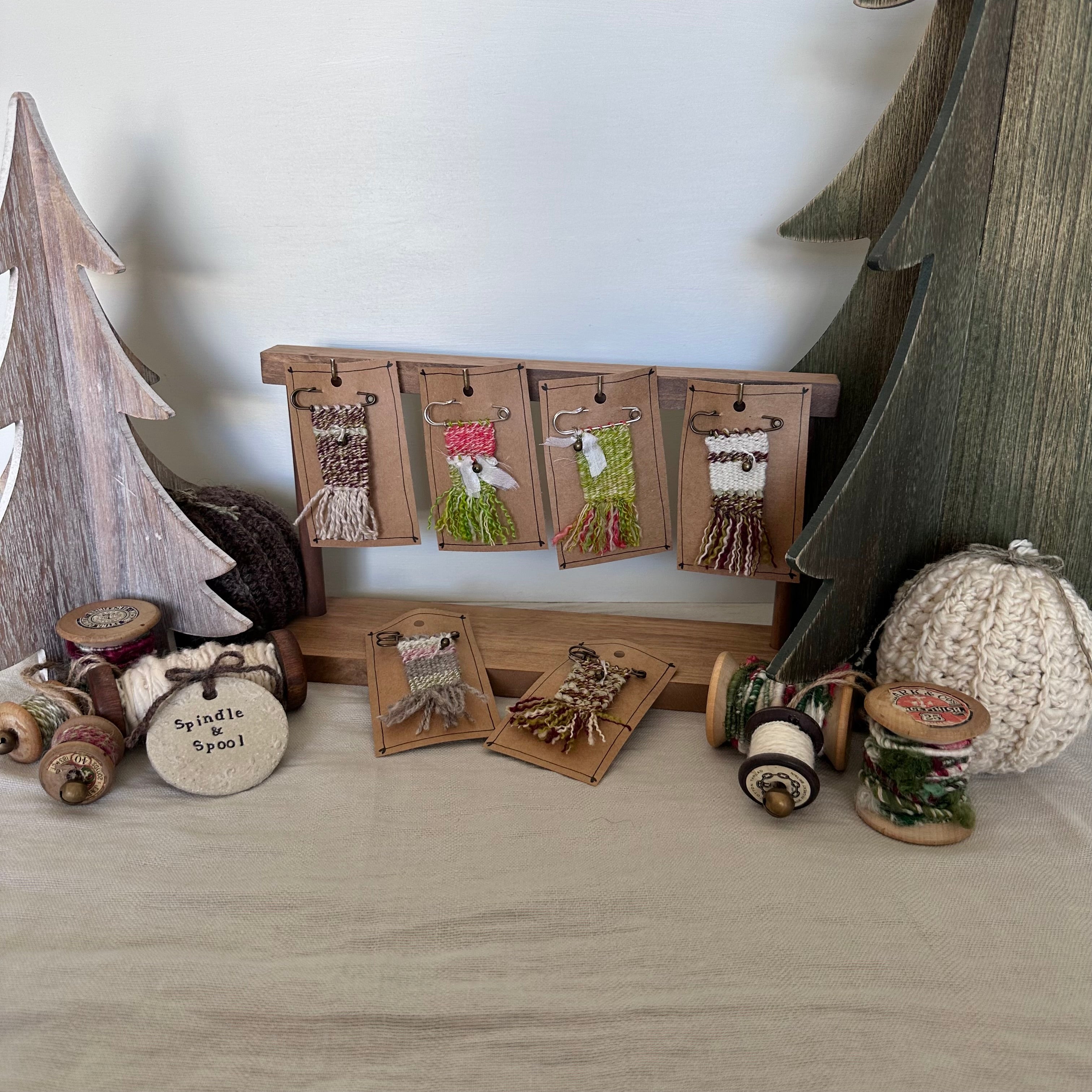 Handwoven Christmas Shawl Pins