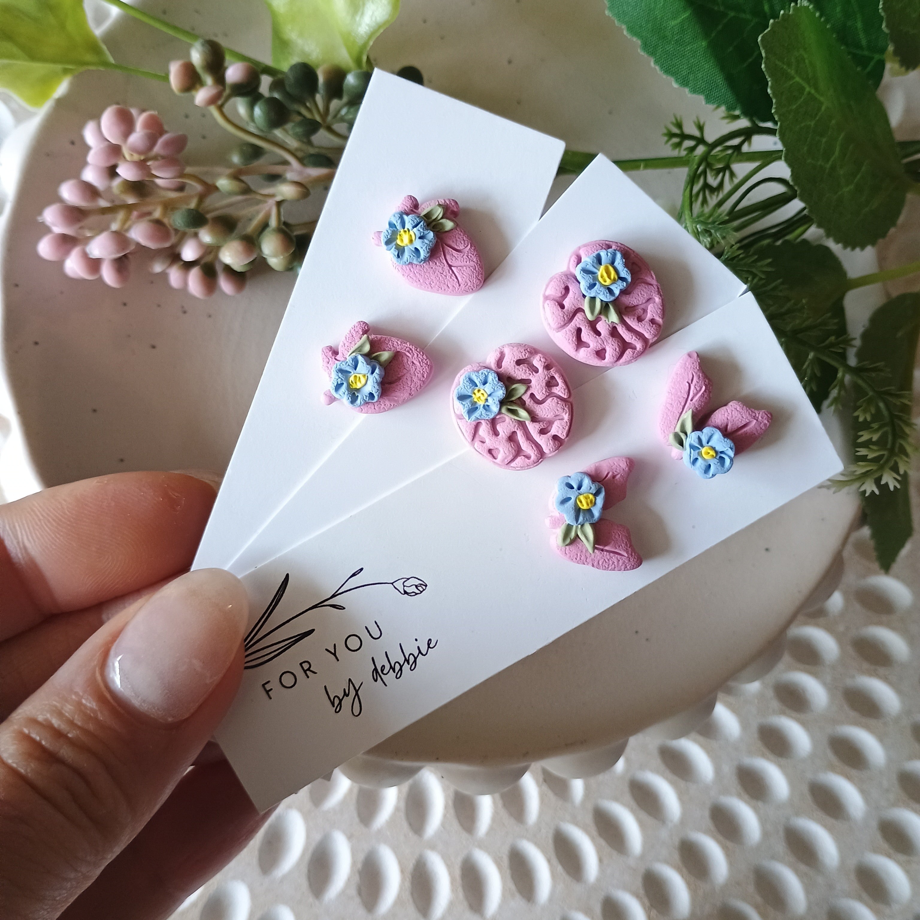 Anatomy floral stud earrings - heart, lungs and brain