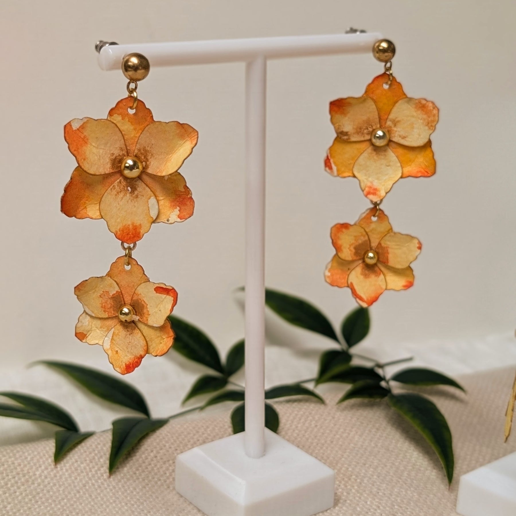 Gladiolus Flower Earrings | Handmade Paper Floral Dangle Earrings | Lightweight Botanical Jewellery