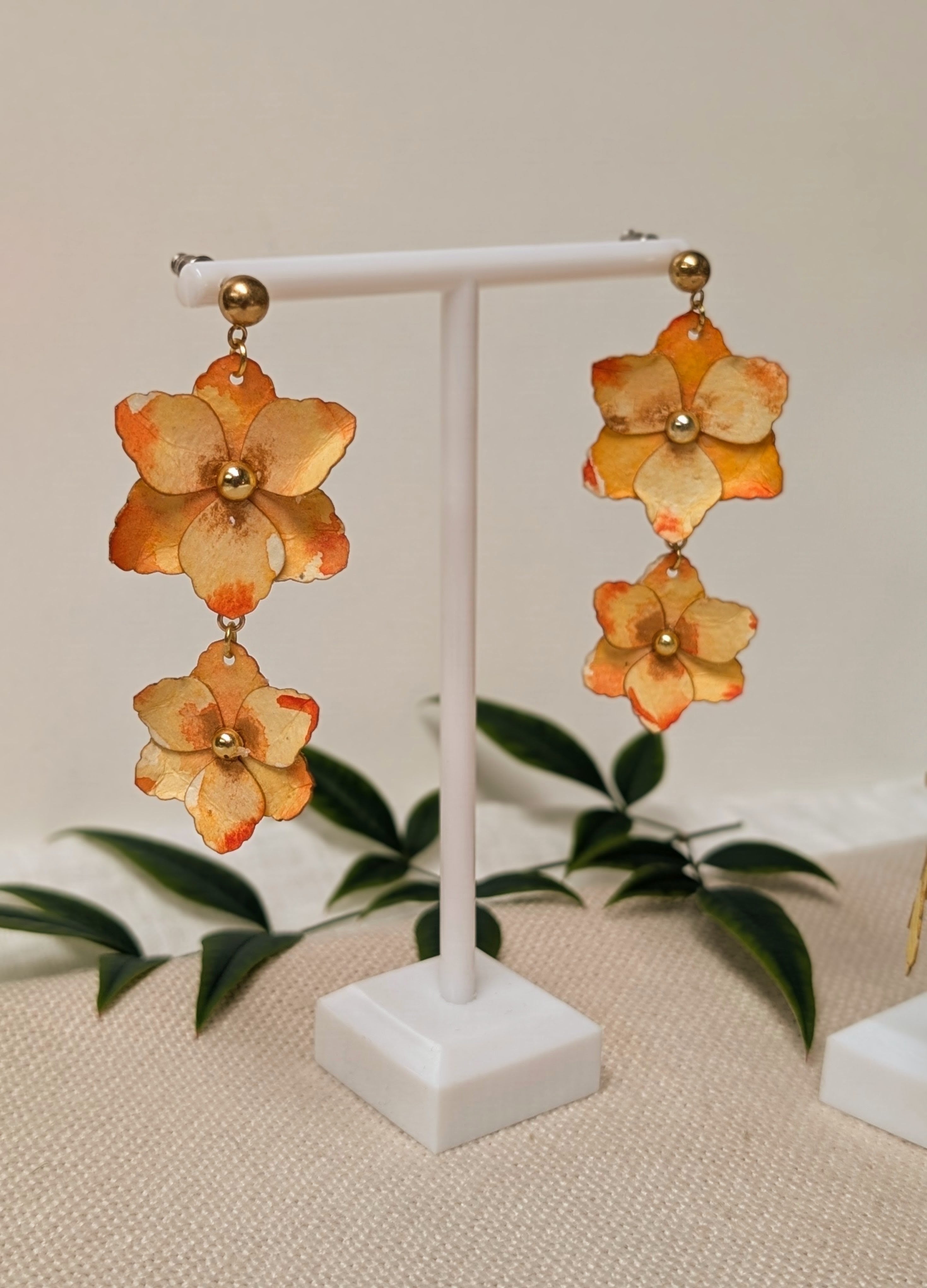 Gladiolus Flower Earrings | Handmade Paper Floral Dangle Earrings | Lightweight Botanical Jewellery