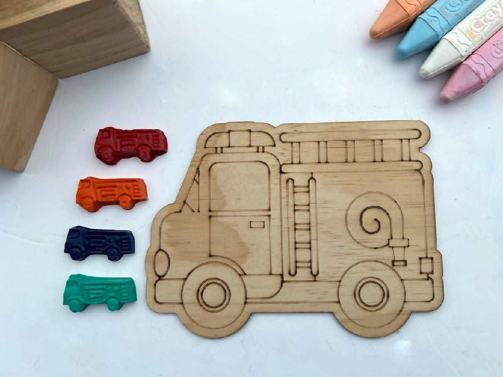 Fire Truck Crayon Colouring in Pack