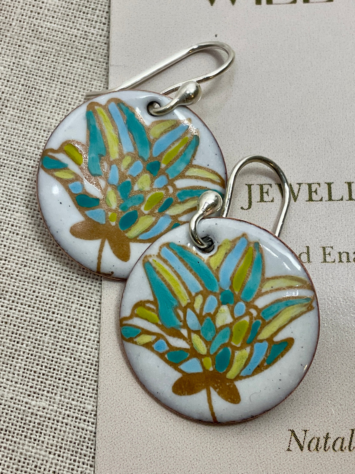 Flowers. Hand painted enamel earrings. 2 designs