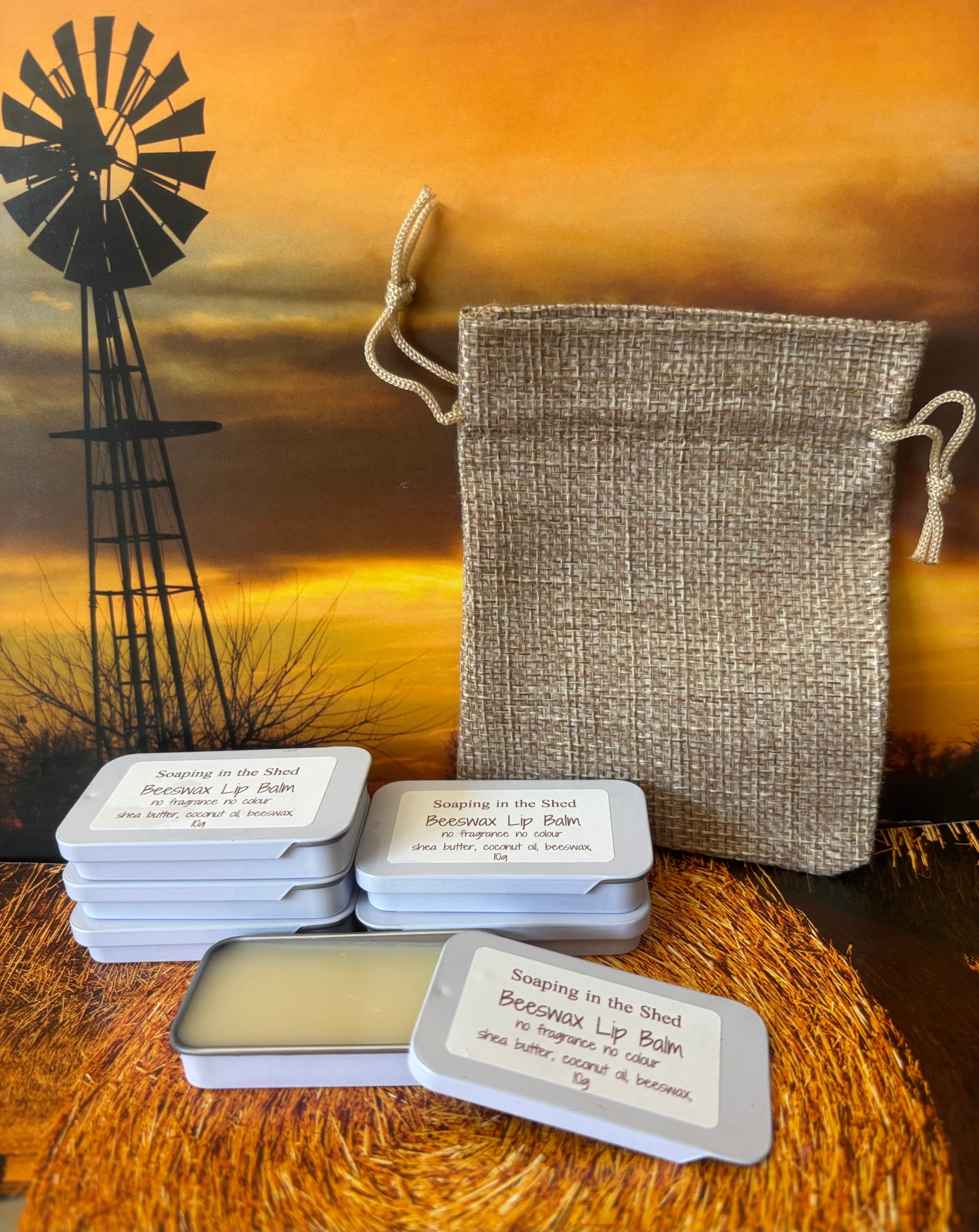 Pack of 6 Beeswax Lip Balms in sliding tin.