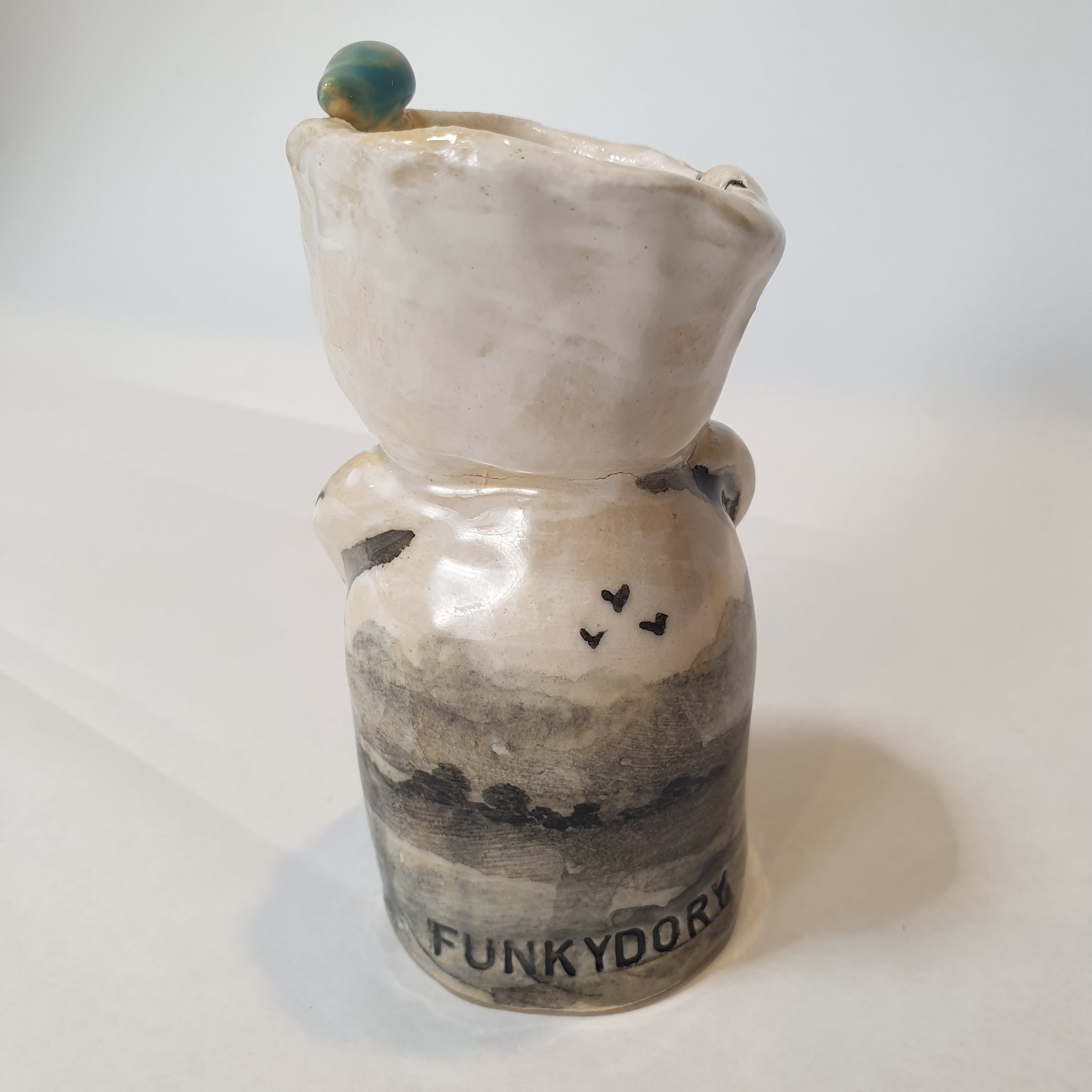 little clay person, birds, whimsical