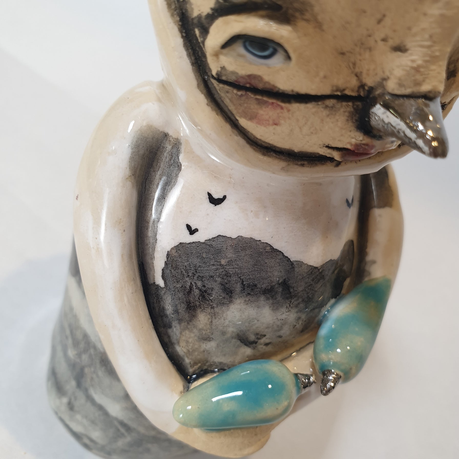 little clay person, birds, whimsical