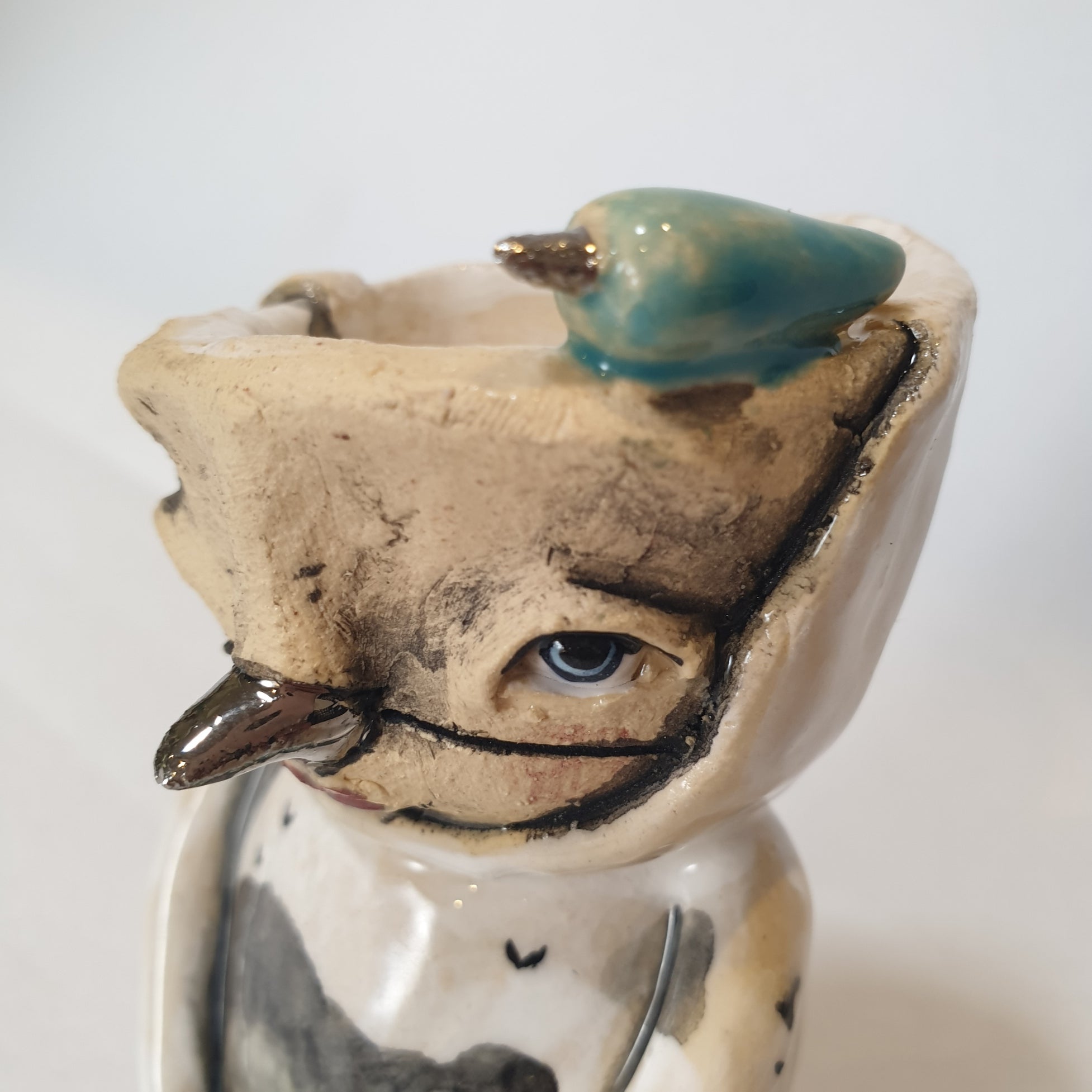 little clay person, birds, whimsical