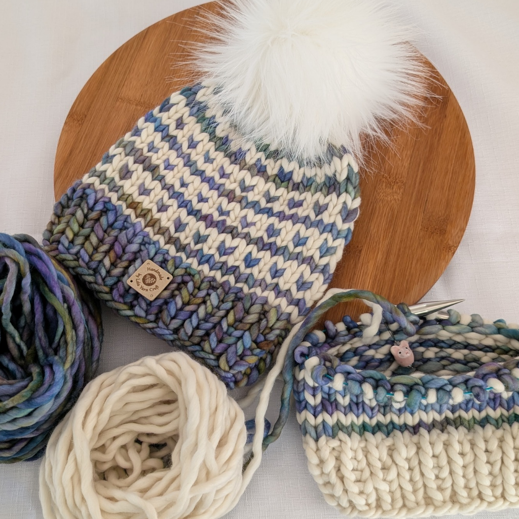 Malabrigo Rasta, Premium Merino Wool Beanie, Speranza Beanie, Green and White