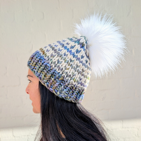 Malabrigo Rasta, Premium Merino Wool Beanie, Speranza Beanie, Green and White