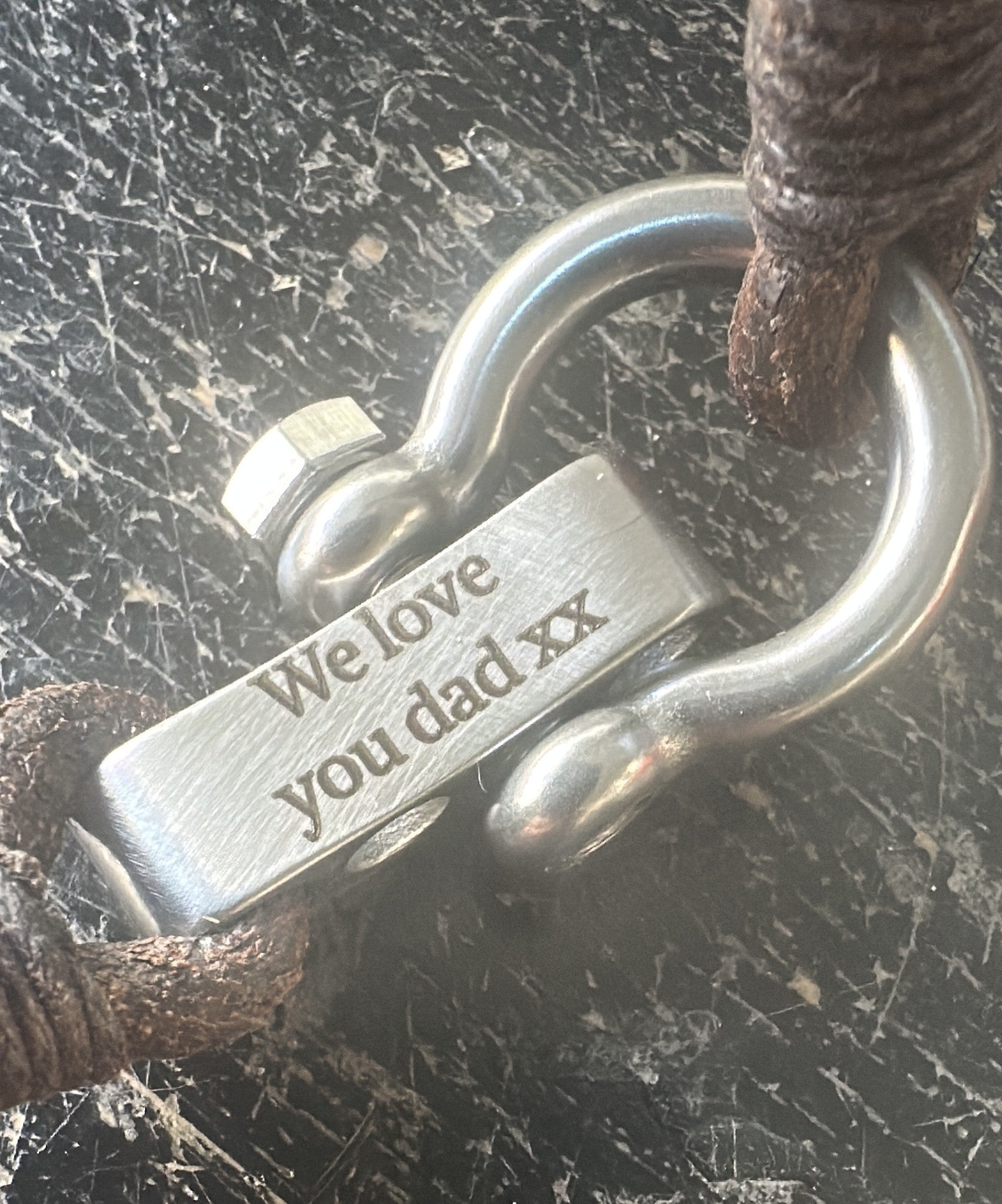 4 Cord Silver Bead Leather Wrap  - personalised