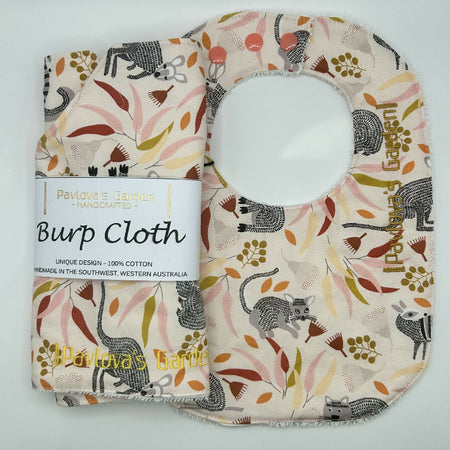 Bib & Burp Cloth Set - Aussie Animals