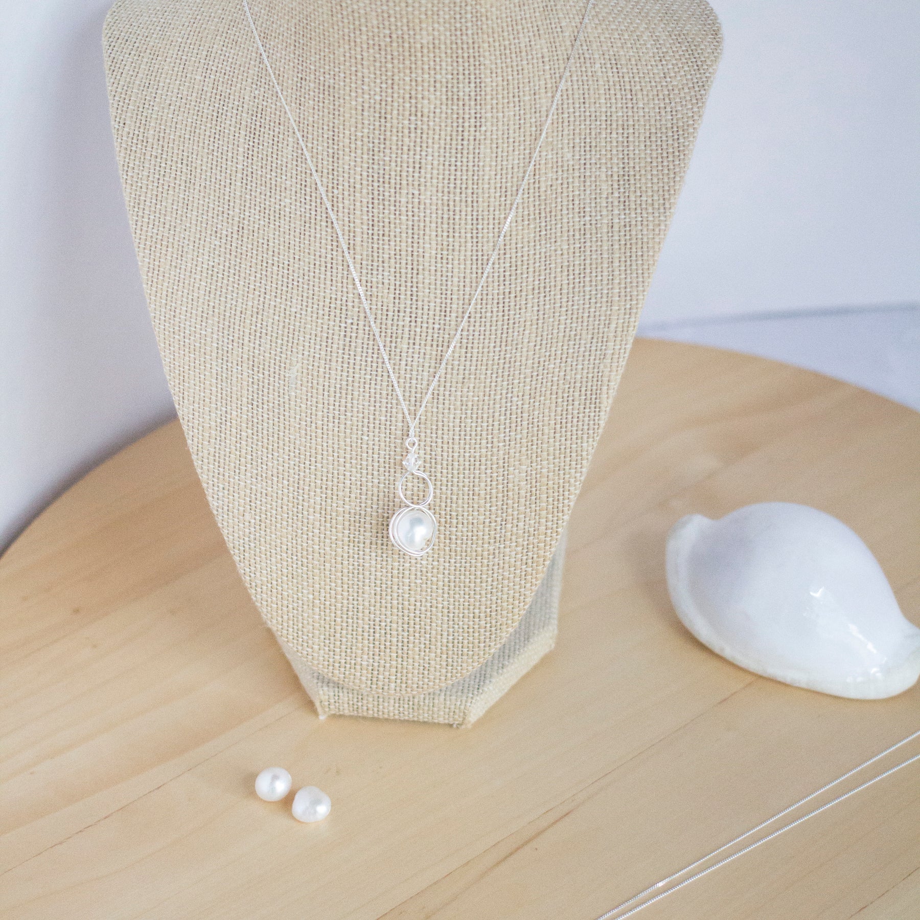 Sterling Silver Baroque Pearl Loop Pendant Necklace | Luxury Jewellery Gift Idea