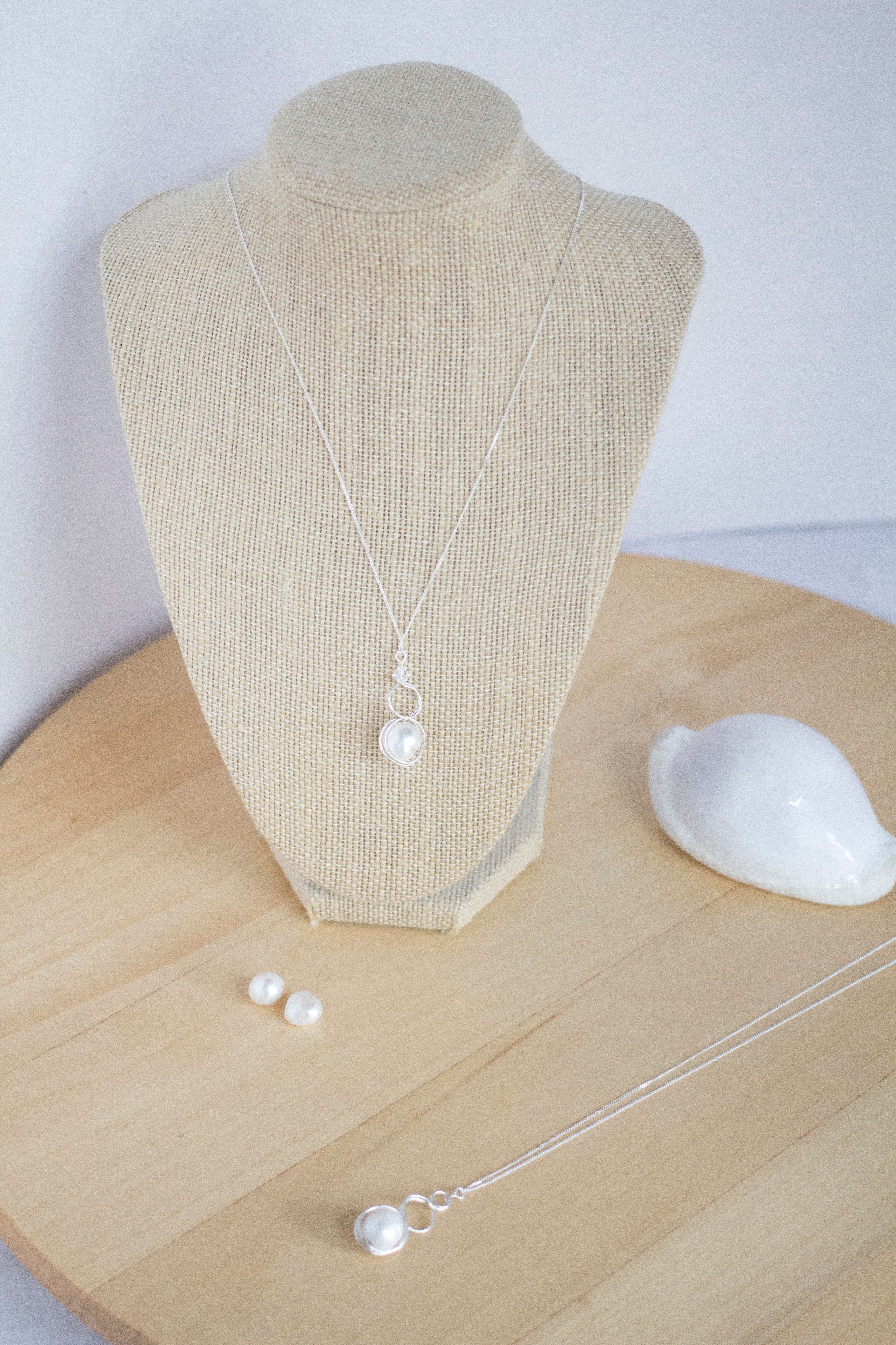 Sterling Silver Baroque Pearl Loop Pendant Necklace | Luxury Jewellery Gift Idea