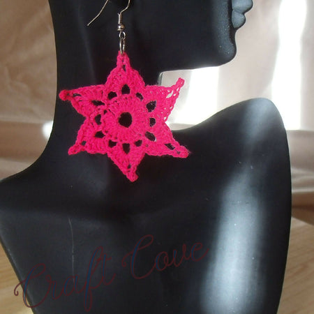 Hot Pink Crochet Earrings