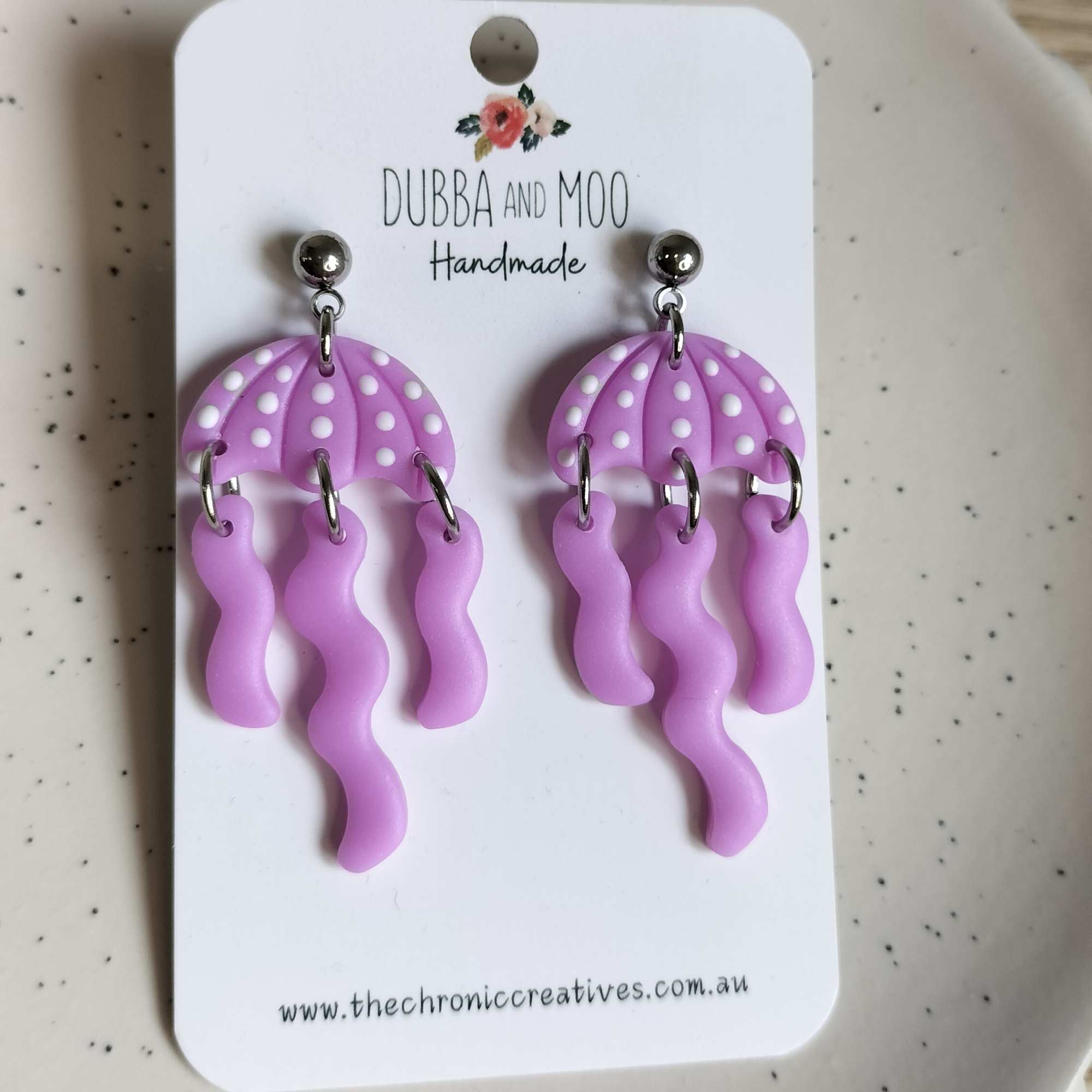 Jelly Fish Polymer Clay Dangle Earrings - Assorted Colours