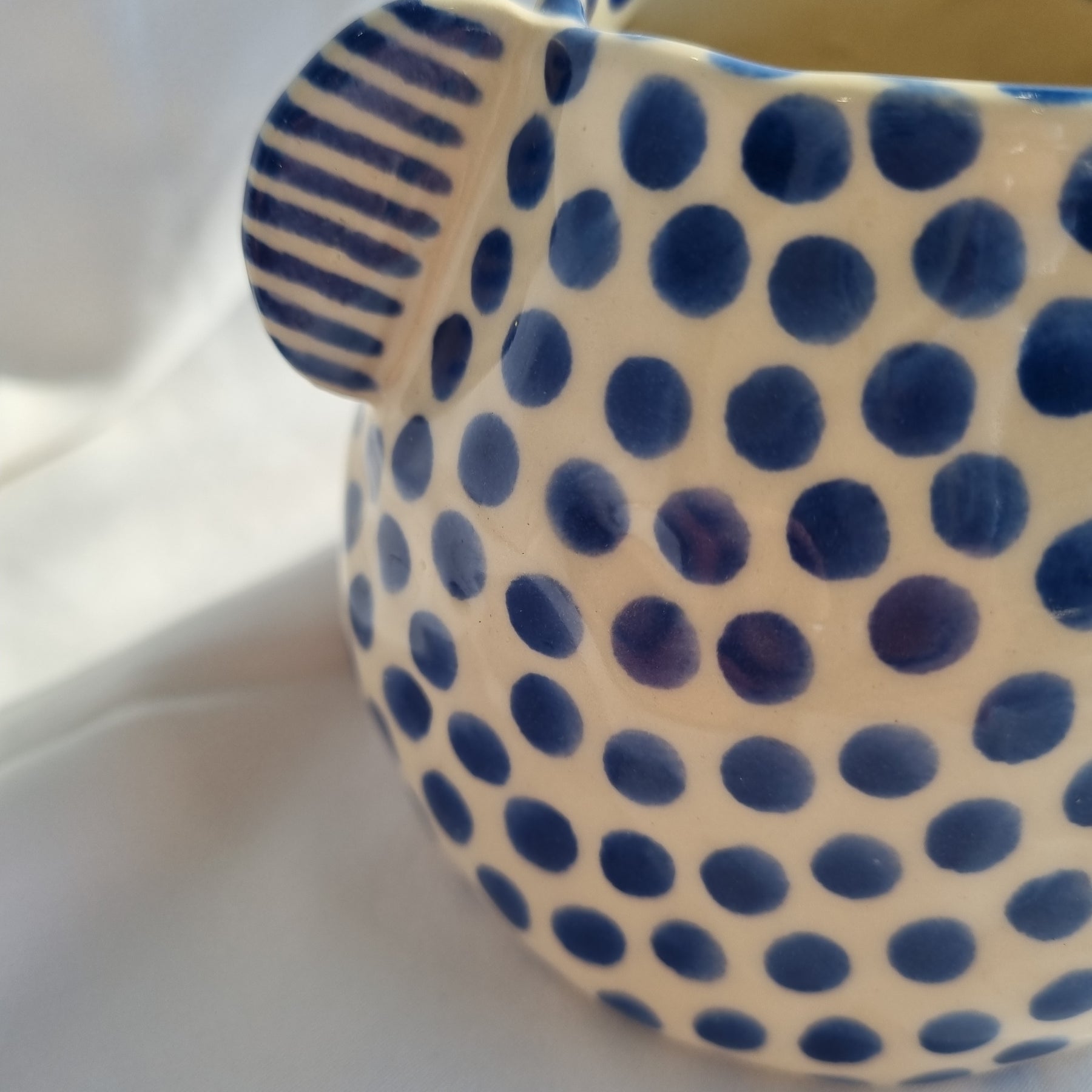 Large Blue Dot Sculptural Bud Vase