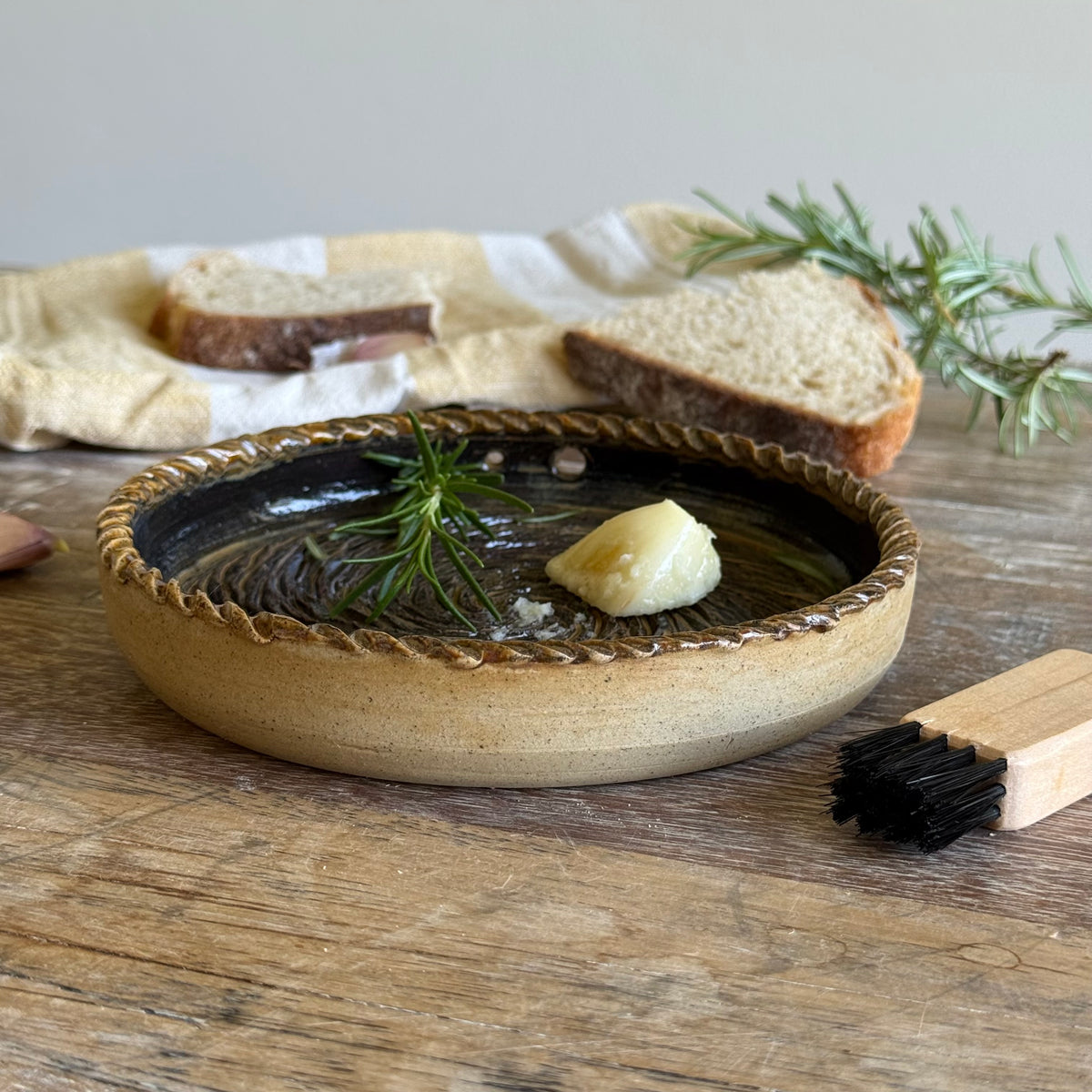 The Gathering Dish | Handmade Ceramic Garlic Grater, Herb & Dipping Dish