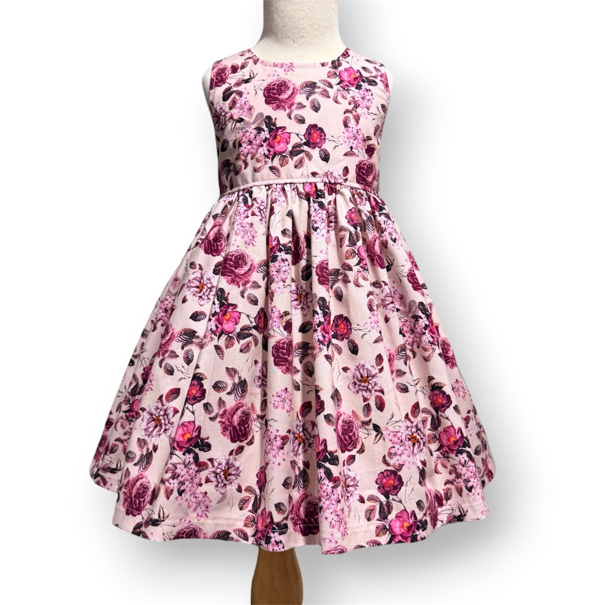 Mulberry Roses on pale pink sundress