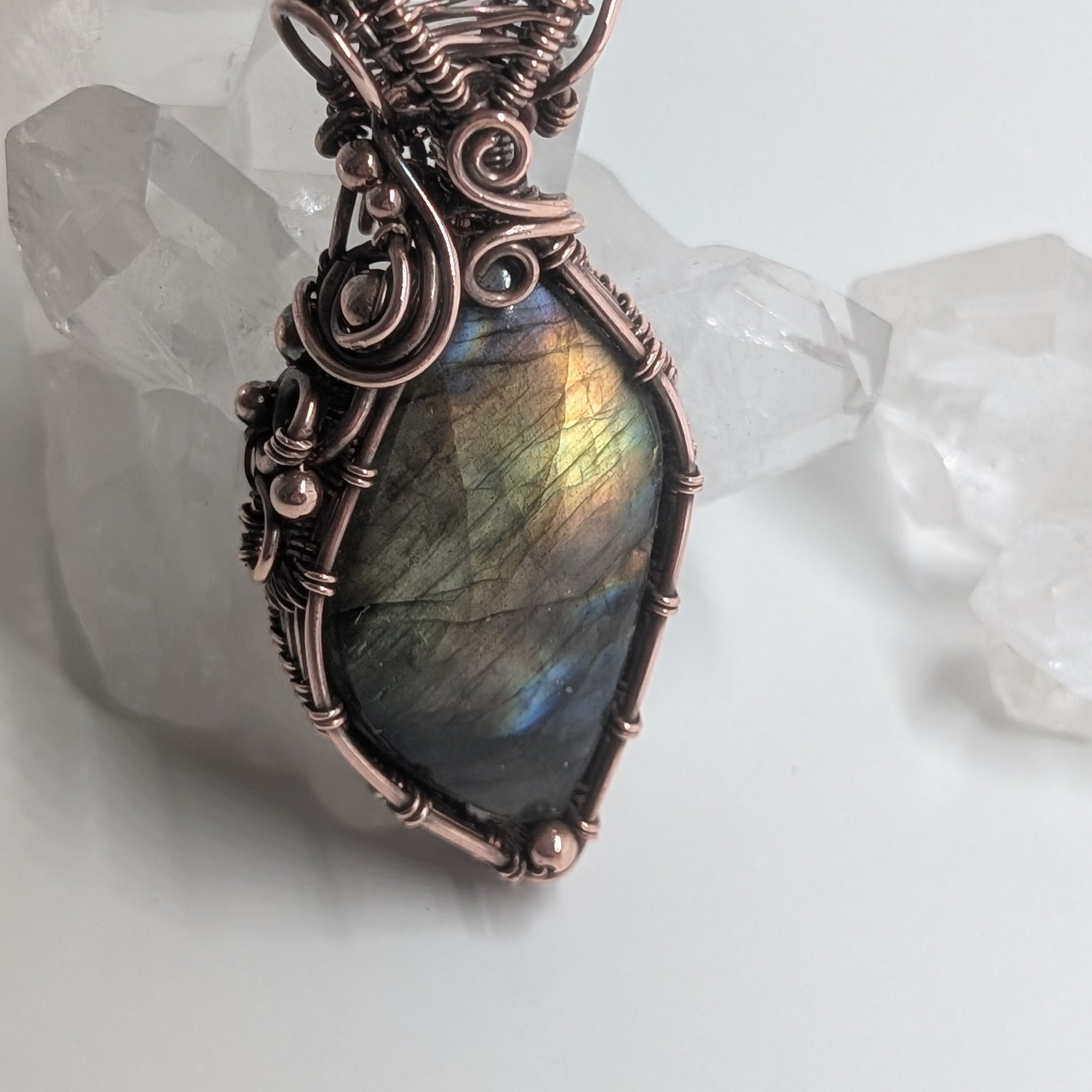 Eos - Labradorite & Oxidised Copper Pendant