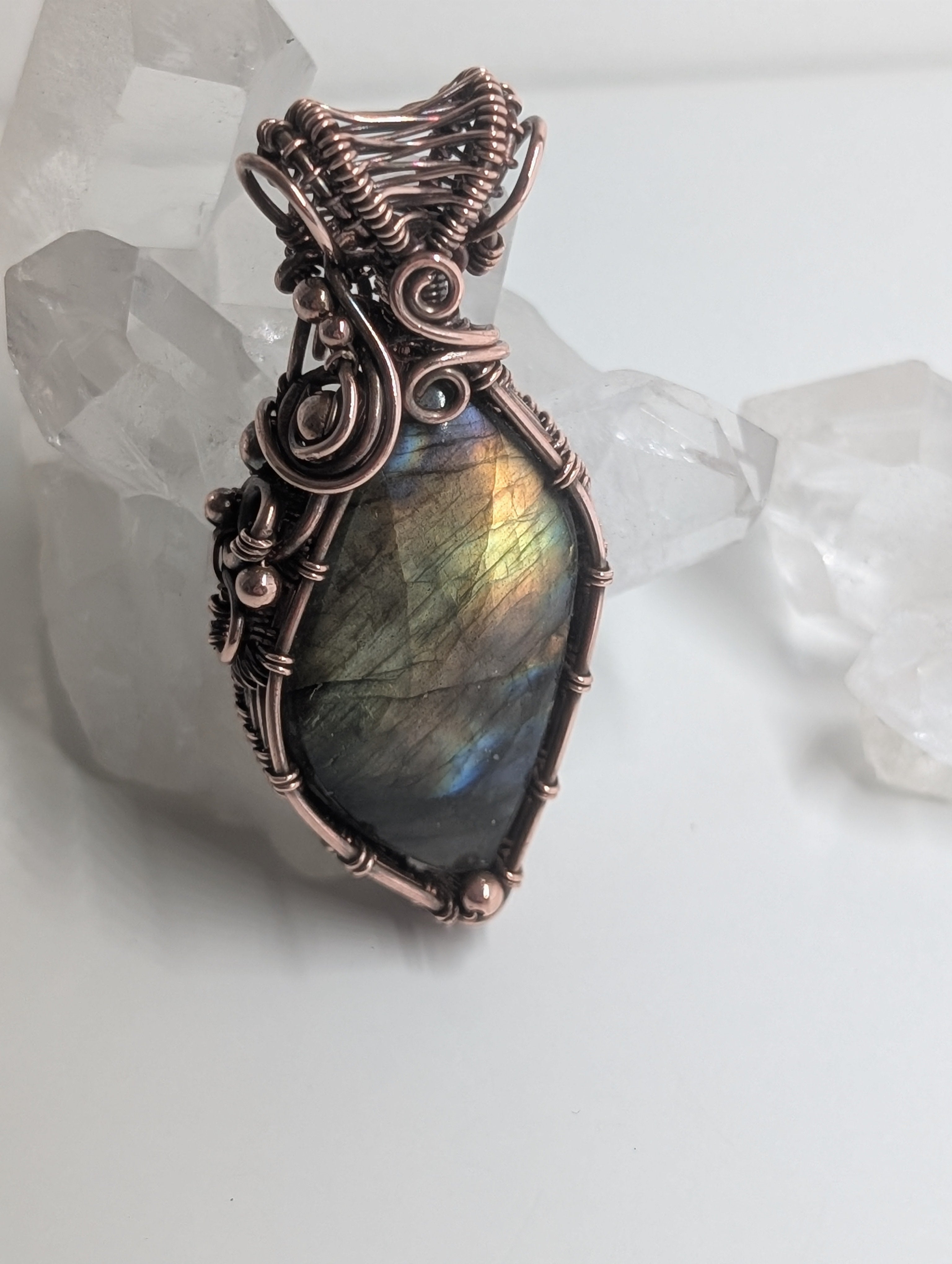 Eos - Labradorite & Oxidised Copper Pendant