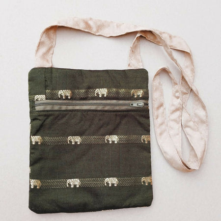 Cross Body Bag (Green Thai silk)