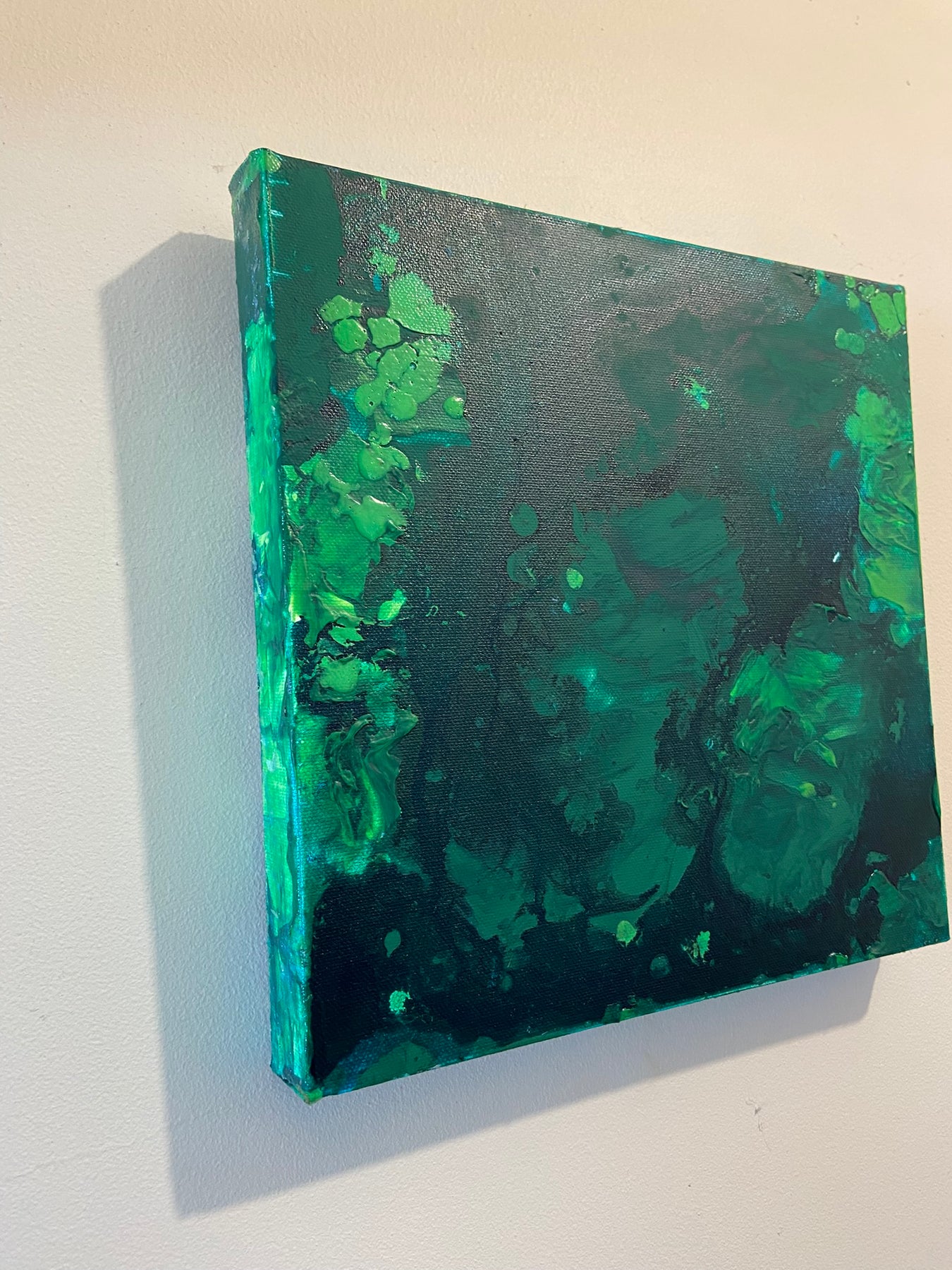 Green Aventurine Wall Art Original Abstract Acrylic Canvas Painting