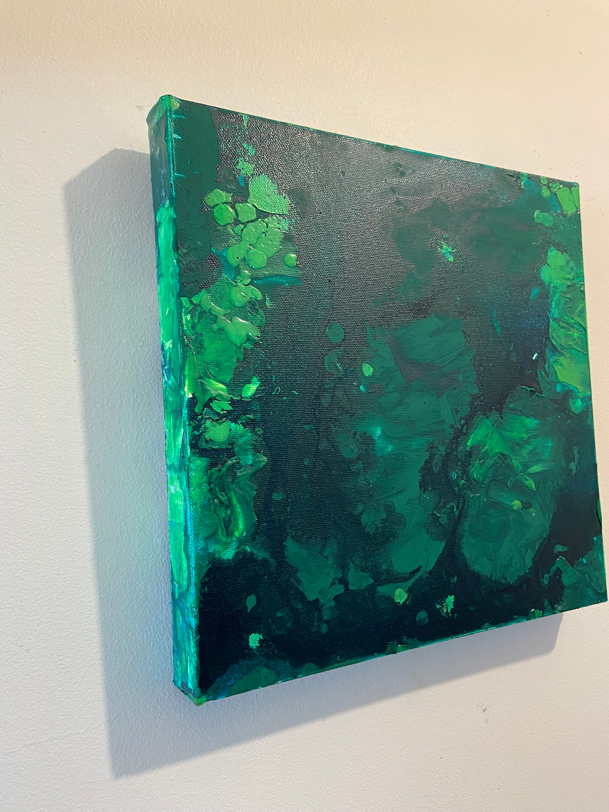Green Aventurine Wall Art Original Abstract Acrylic Canvas Painting