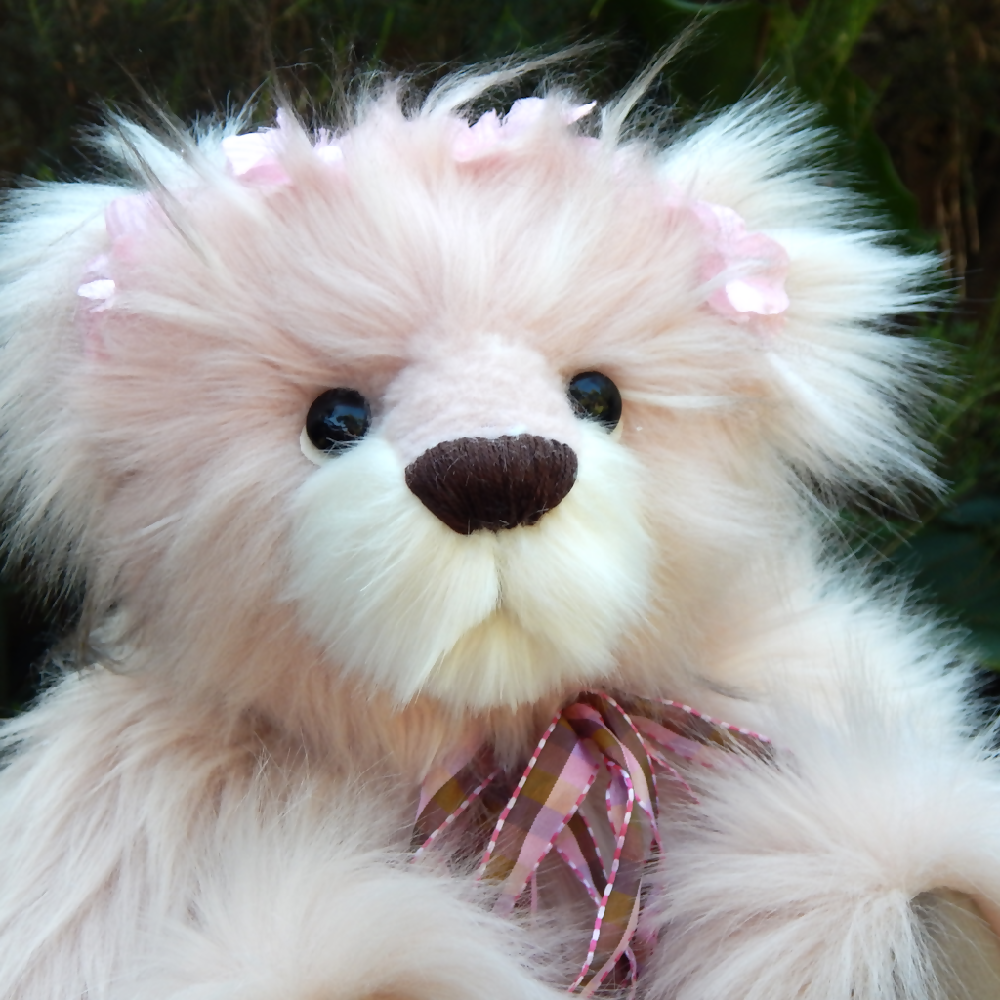 Collectable Teddy Bear, Artisan Teddy Bear, Pink and white Bear