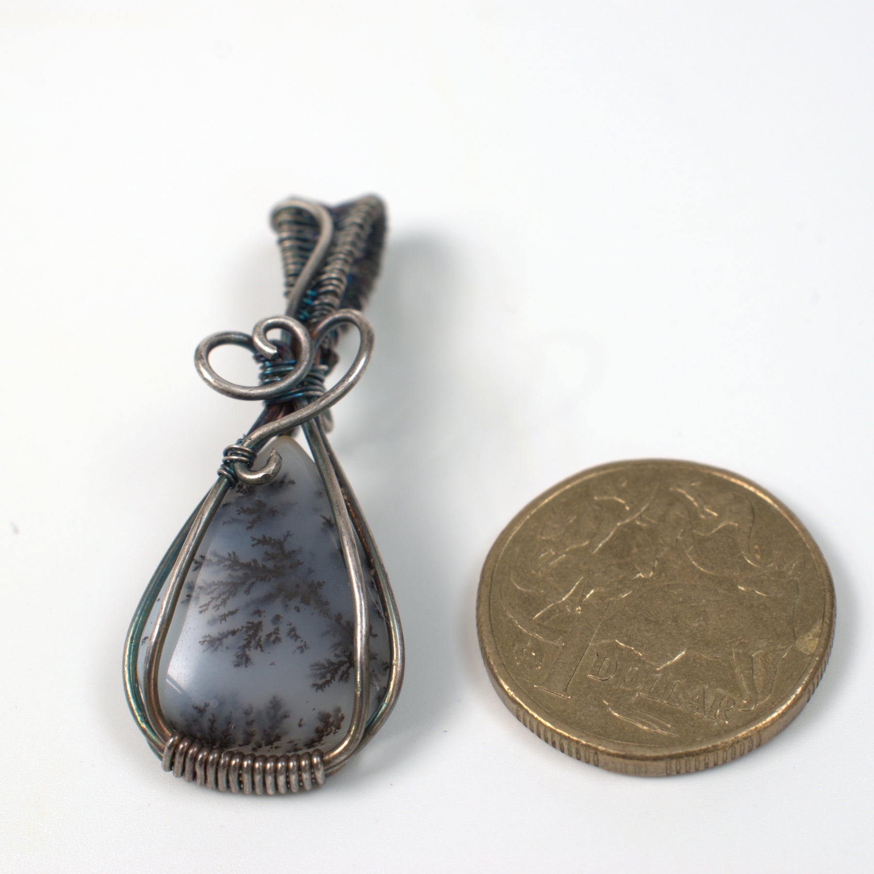 First Frost - Dendritic Opal Pendant in Antiqued Silver