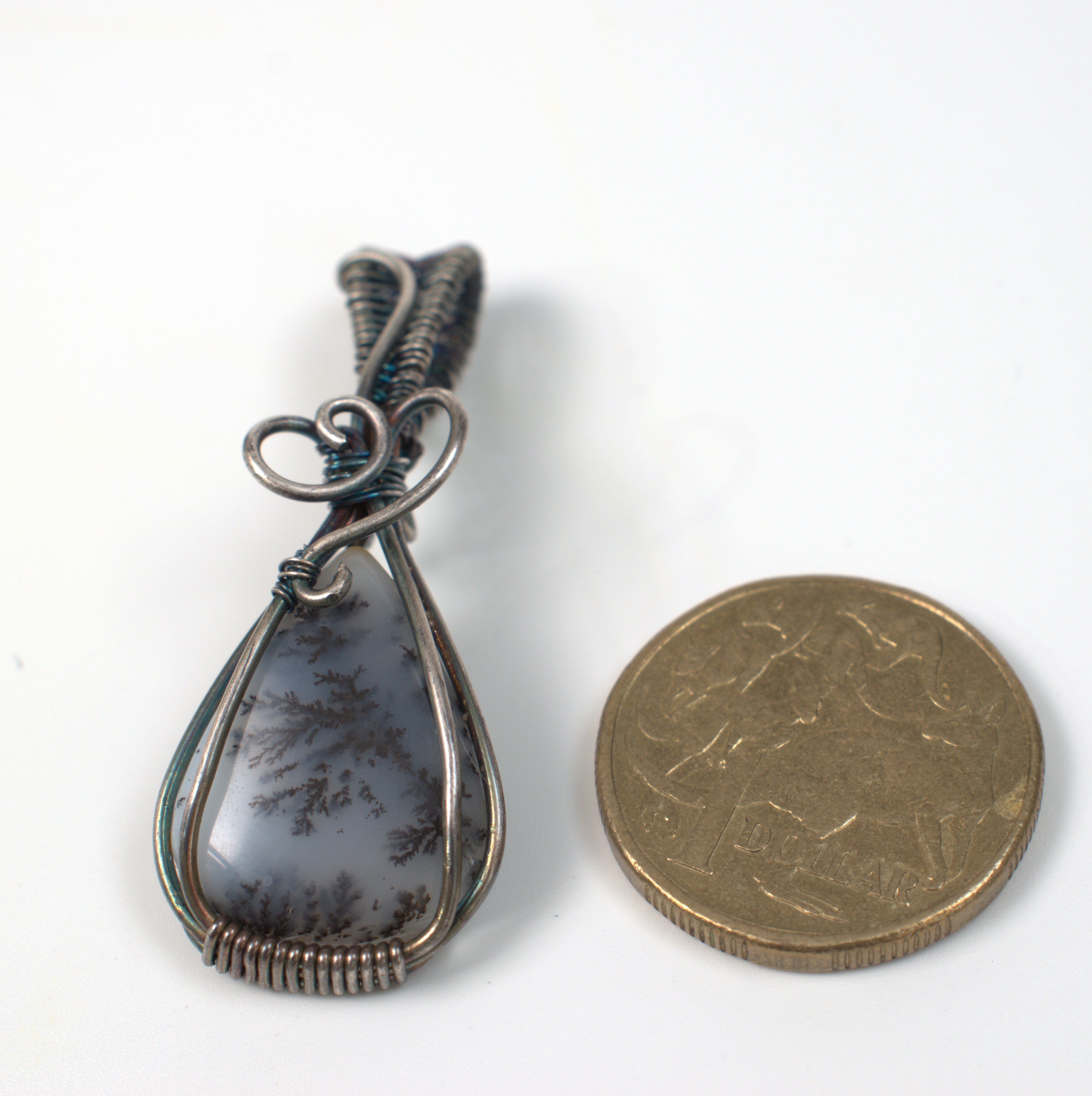 First Frost - Dendritic Opal Pendant in Antiqued Silver