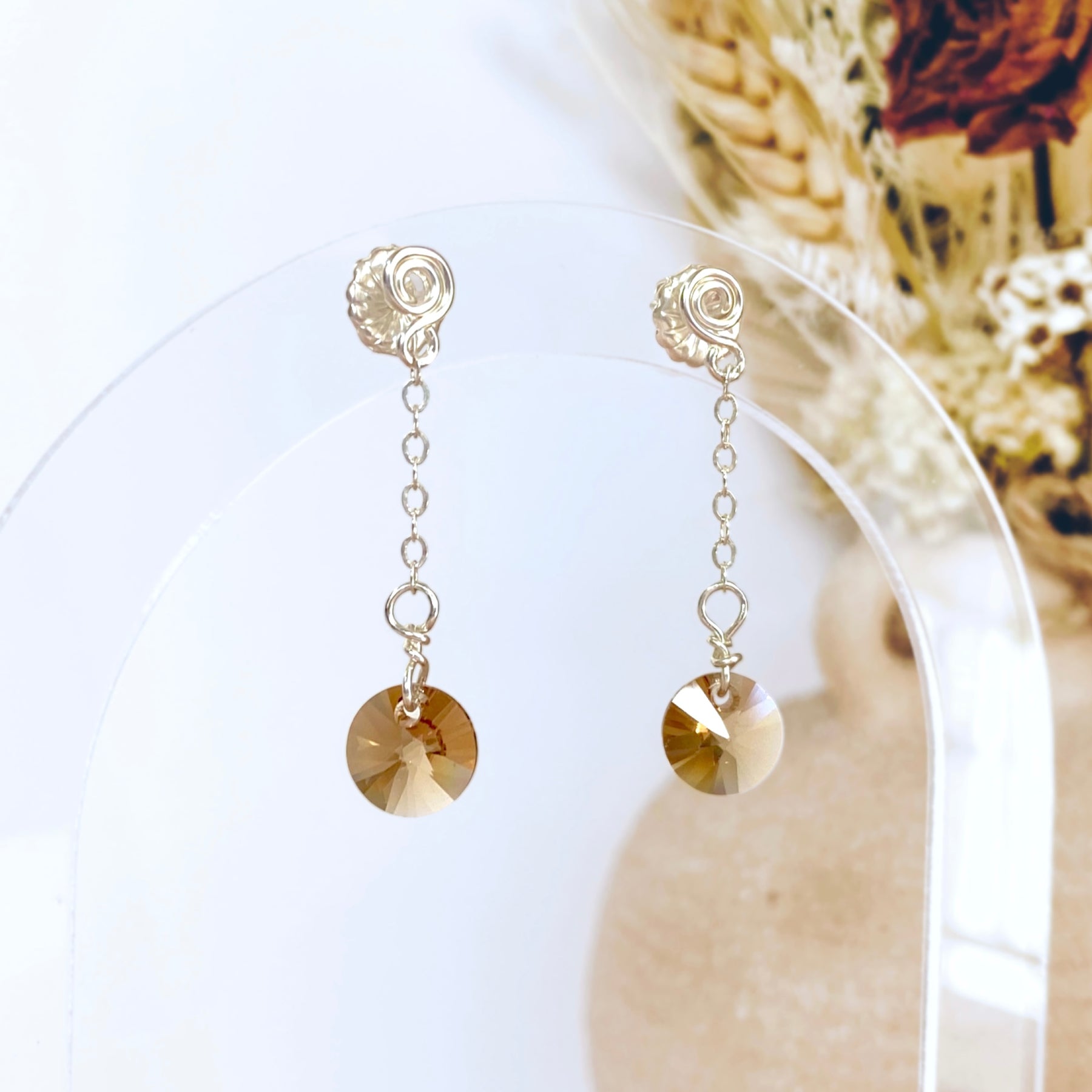 Light Turquoise crystal | Dangle earrings | Sterling silver | December birthstone gift