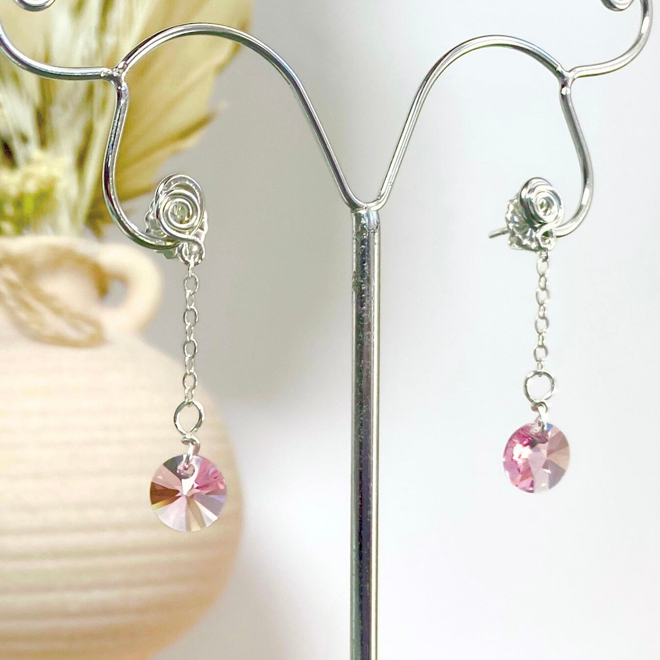 Light Turquoise crystal | Dangle earrings | Sterling silver | December birthstone gift