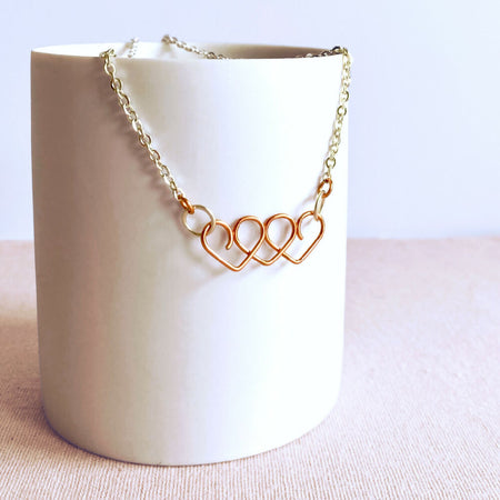 Chain of Hearts silver and copper necklace