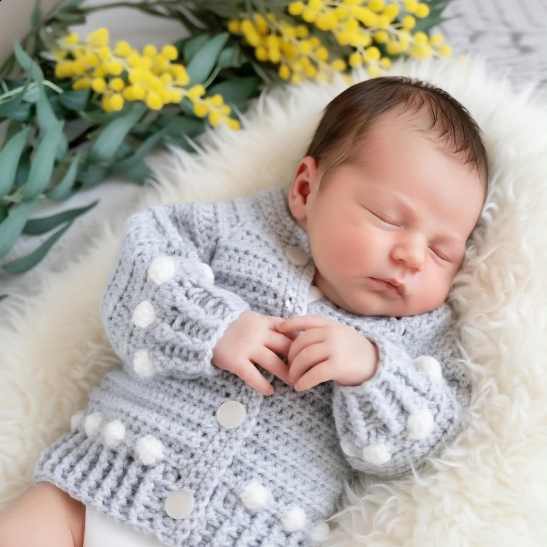 Baby Cardigan | Pale Grey | Newborn | Handmade | Crochet | 0-3 months