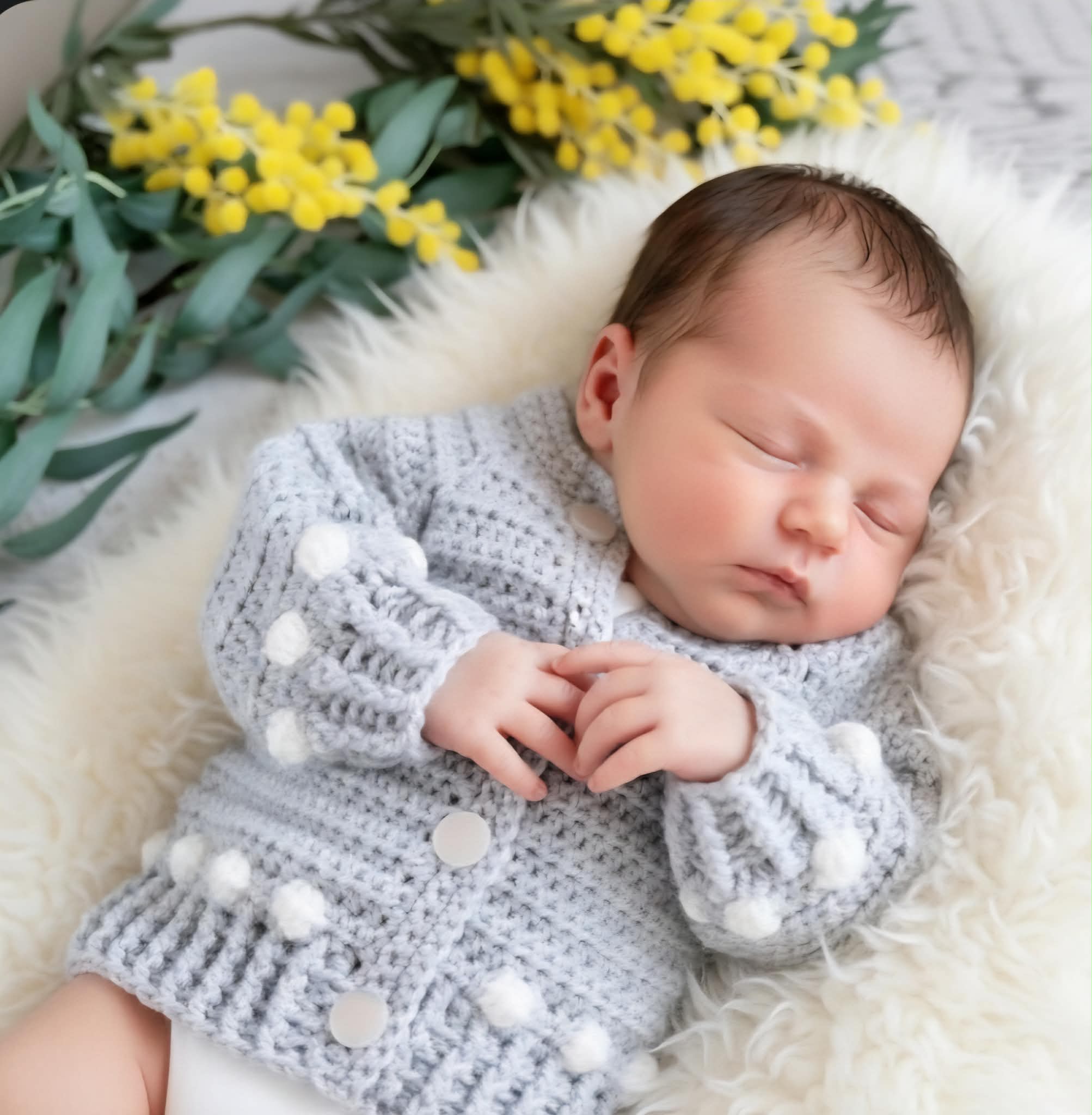 Baby Cardigan | Pale Grey | Newborn | Handmade | Crochet | 0-3 months