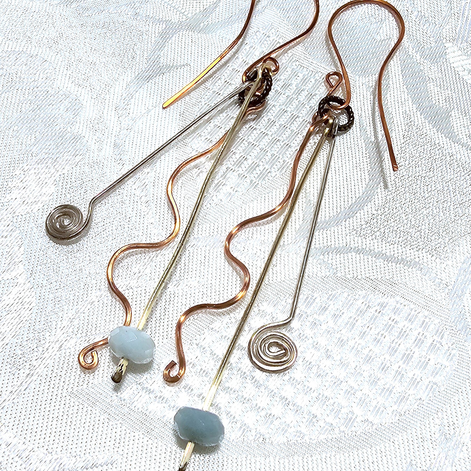Hand Forged Wirework Earrings using various metals