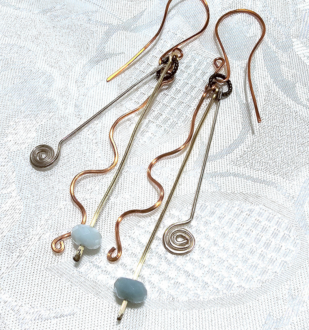 Hand Forged Wirework Earrings using various metals