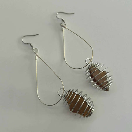 Hikari Metalglass Jewelry Series - Teardrop Spiral with Sea Glass