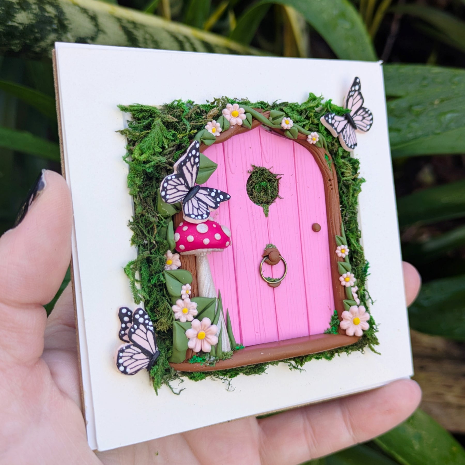 Pink Butterfly Fairy Door Shadow Box