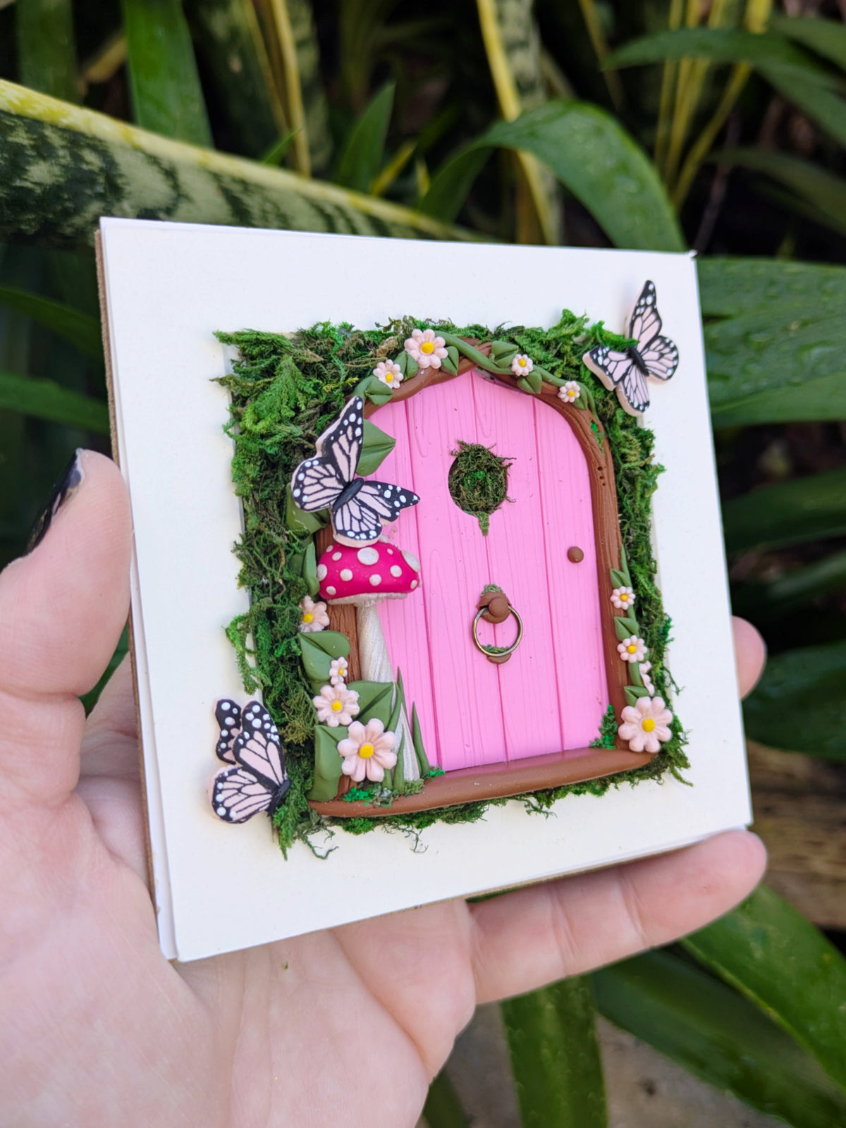Pink Butterfly Fairy Door Shadow Box