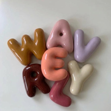 Baby Shower Gift Nursery Wall Mounted Alphabet Initial Letter Room Art Handmade Ceramic Bubble Monogram Kids Bedroom Typography Personalized