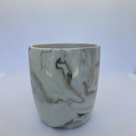 Brown & White Hand Crafted Ceramic Marbled Coffee Mug 250ml