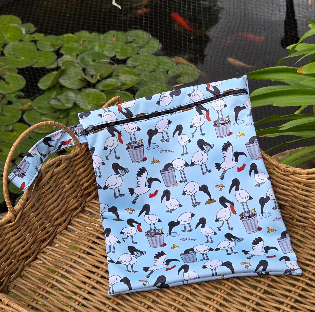 MEDIUM wet bag in Cute Bin Chicken Fabric