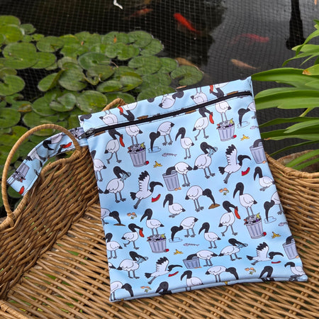 MEDIUM wet bag in Cute Bin Chicken Fabric